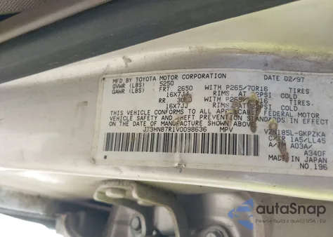 1997 Toyota 4Runner Sr5 V6 Limited from USA, damaged, VIN JT3HN87R1V0098636